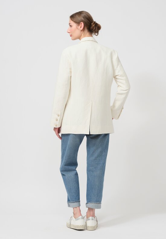 Péro Handmade Linen ''Simple'' Jacket in Ivory White	