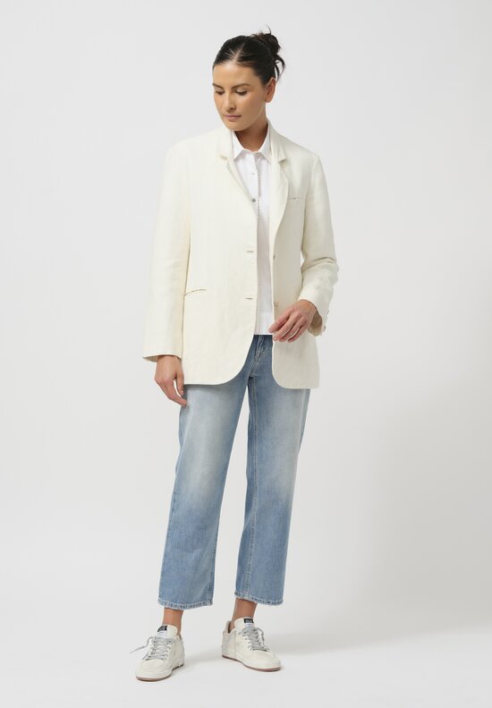 Péro Handmade Linen ''Simple'' Jacket in Ivory White