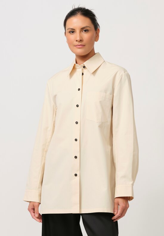 Jil Sander Organic Cotton Poplin Shirt in Ivory	