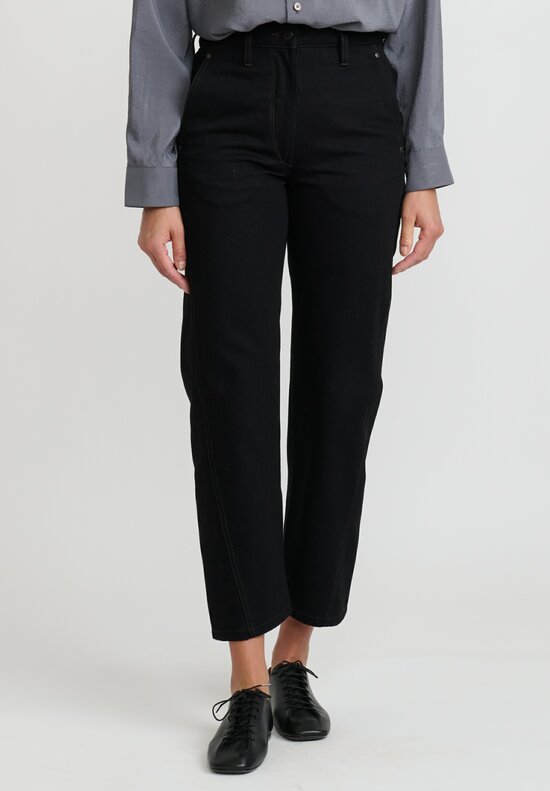Lemaire Cotton Denim Twisted Pants in Black	