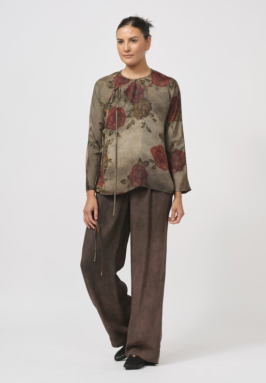 Uma Wang Moulay Thyme Top in Army Green & Red	