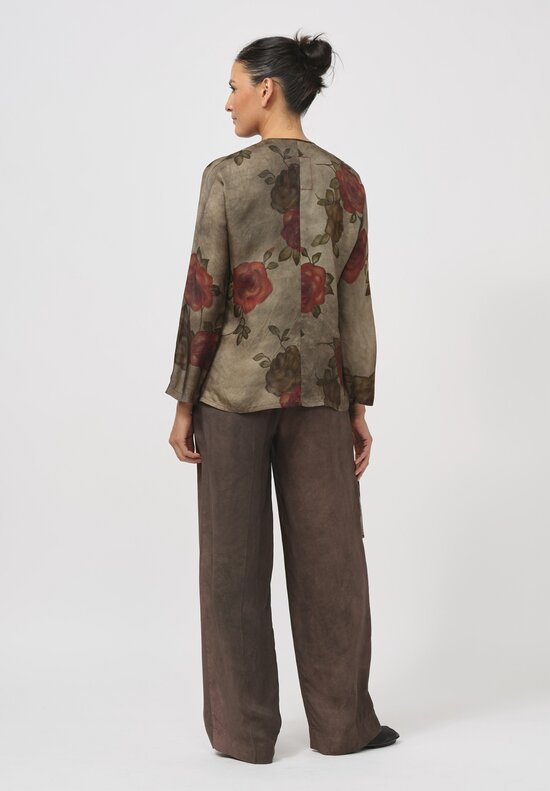 Uma Wang Moulay Thyme Top in Army Green & Red	