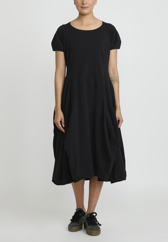 Rundholz Cotton Tulip Dress with Pockets in Black	