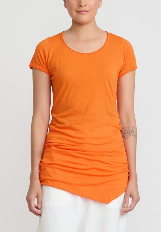 Rundholz Dip Longline Short Sleeve Cotton T-Shirt in Orange	