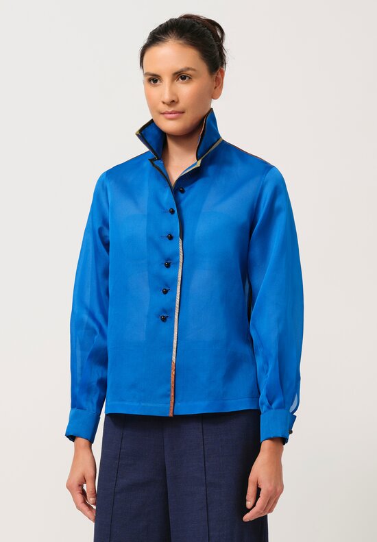 Sophie Hong Silk Organza Shirt in Blue