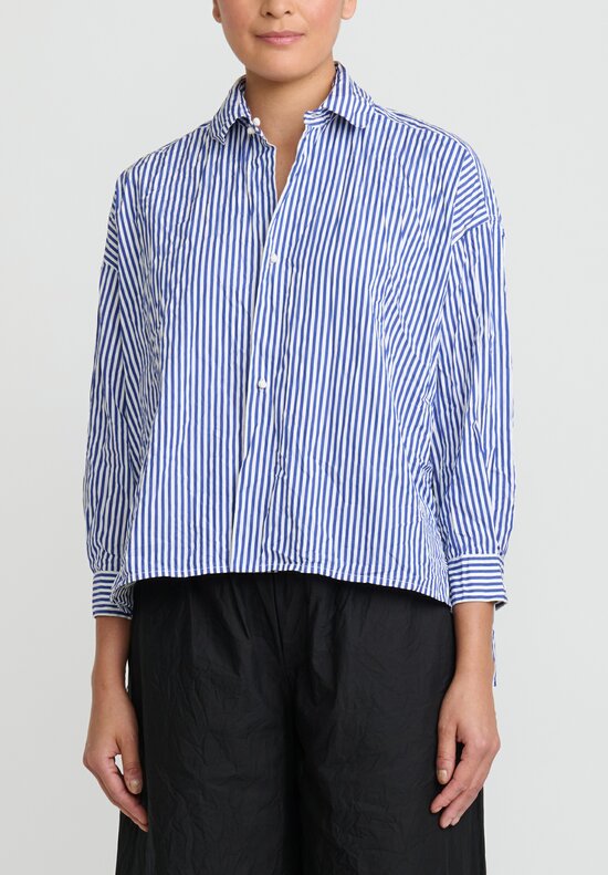 Daniela Gregis Washed Cotton Uomo ''Rossella'' Shirt in Blue & White Stripe	
