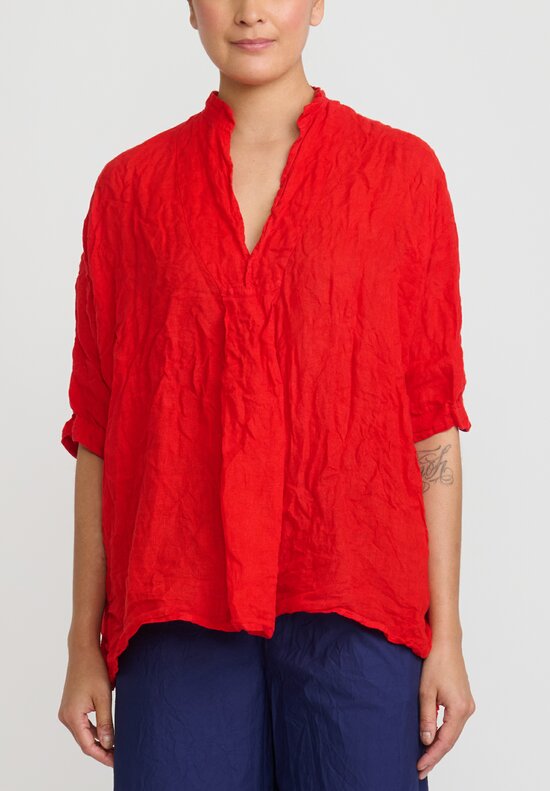 Daniela Gregis Washed Linen ''Kora'' Top in Red	