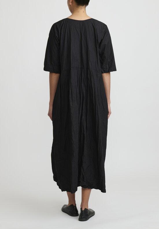 Daniela Gregis Washed Cotton ''Operaio'' Rossella Dress in Nero Black	