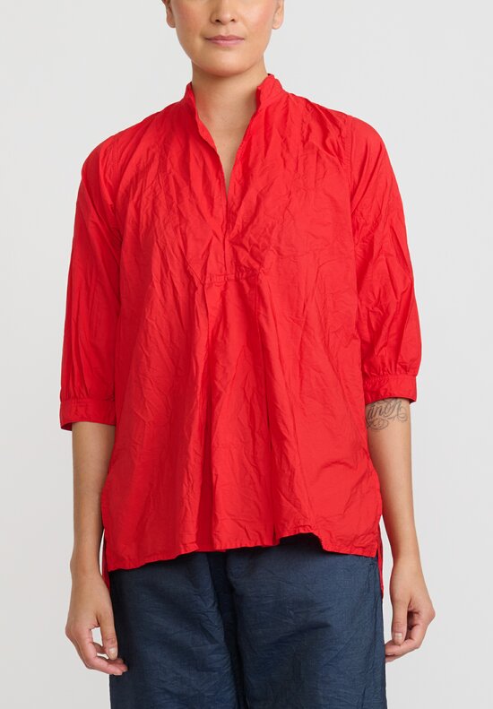 Daniela Gregis Washed Cotton Camicia Kora Top in Red