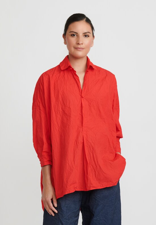 Daniela Gregis Washed Cotton More Shirt in Rosso Red