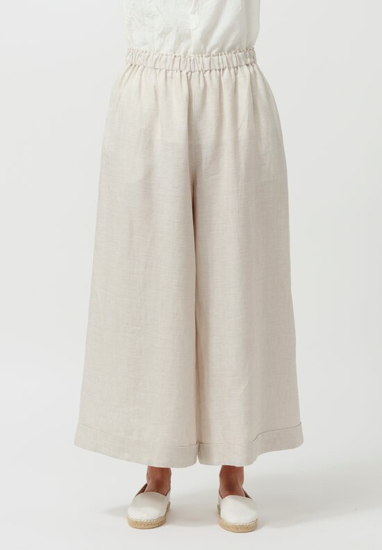 Daniela Gregis Linen Wide Leg Pigiama Pants in Sabbia Sand Natural	