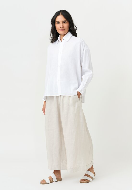 Daniela Gregis Linen Wide Leg Pigiama Pants in Sabbia Sand Natural	
