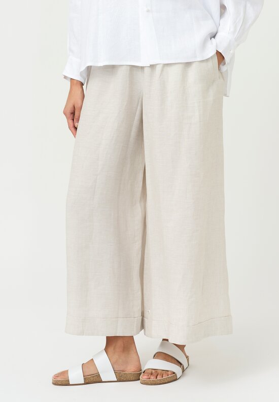 Daniela Gregis Linen Wide Leg Pigiama Pants in Sabbia Sand Natural	
