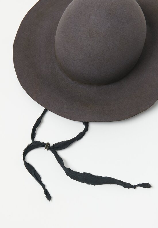 Horisaki Design and Handel Easy Burnt Rabbit Soft Wide Brim Hat in Grey	