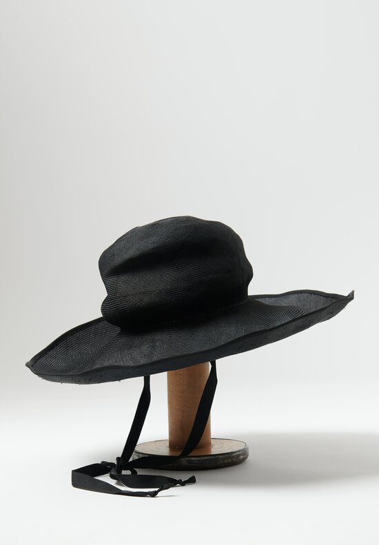 Horisaki Design and Handel Antique Sisal Straw Hat in Black	