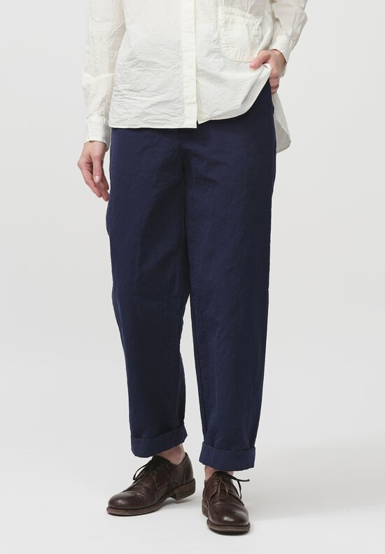 Casey Casey Paper Cotton and Linen ''Bee'' Pants in Ink Blue	