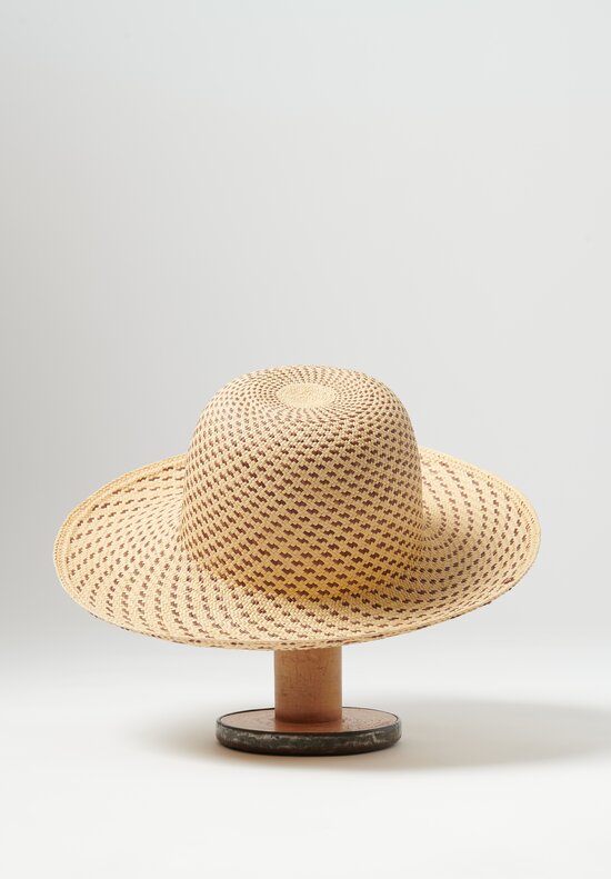 SuperDuper Panama Straw ''Air Shack'' Hat in Natural & Brown	