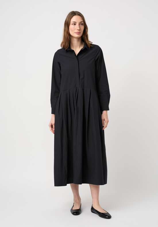 Bergfabel Washed Cotton Poplin Lena Dress in Navy Blue