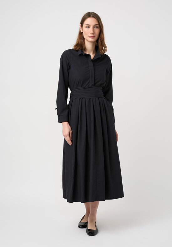 Bergfabel Washed Cotton Poplin Lena Dress in Navy Blue