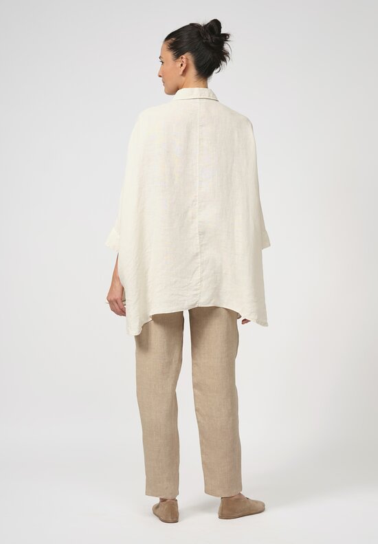 Antonelli Linen Oversized Carambola Shirt in Beige Natural	