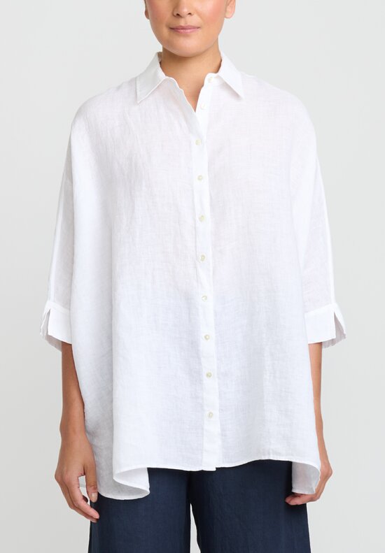 Antonelli Linen Oversized Carambola Shirt in White