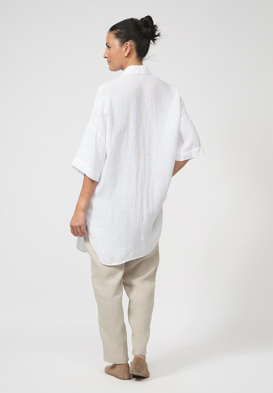 Antonelli Linen Long Daffodils Shirt in White	
