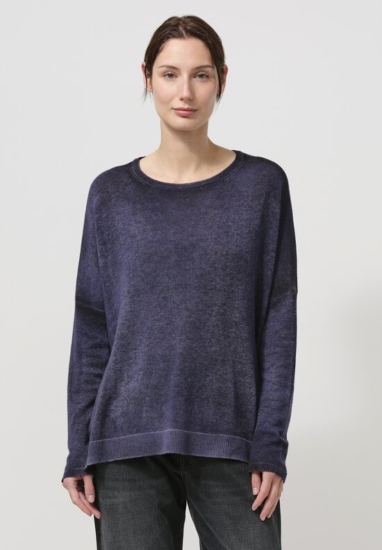 Avant Toi Cashmere Hand-Painted Barchetta Sweater in Nero Prune Grey