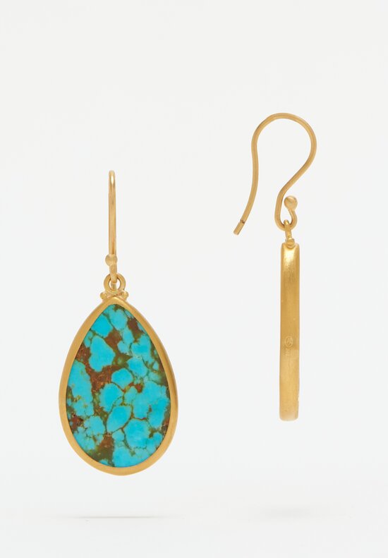Lika Behar 24k and Kingman Turquoise My World Earrings 14.46ct	