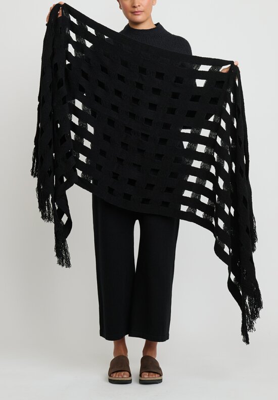 Lauren Manoogian Handwoven Pima Cotton Grid Scarf in Black	
