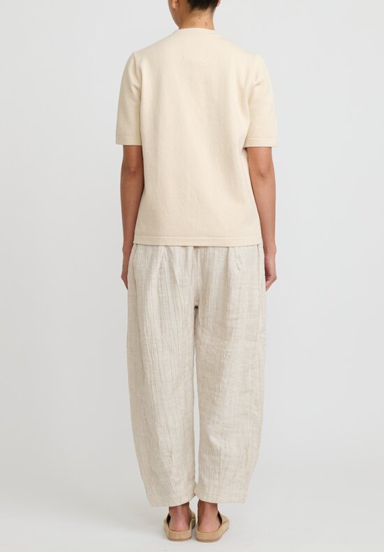 Lauren Manoogian Cotton & Linen Gauzy Pants in Natural	