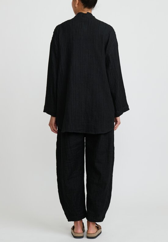 Lauren Manoogian Cotton & Linen Gauzy Shawl Jacket in Black	