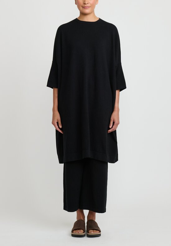 Lauren Manoogian Cotton & Alpaca Wide Dress in Black	