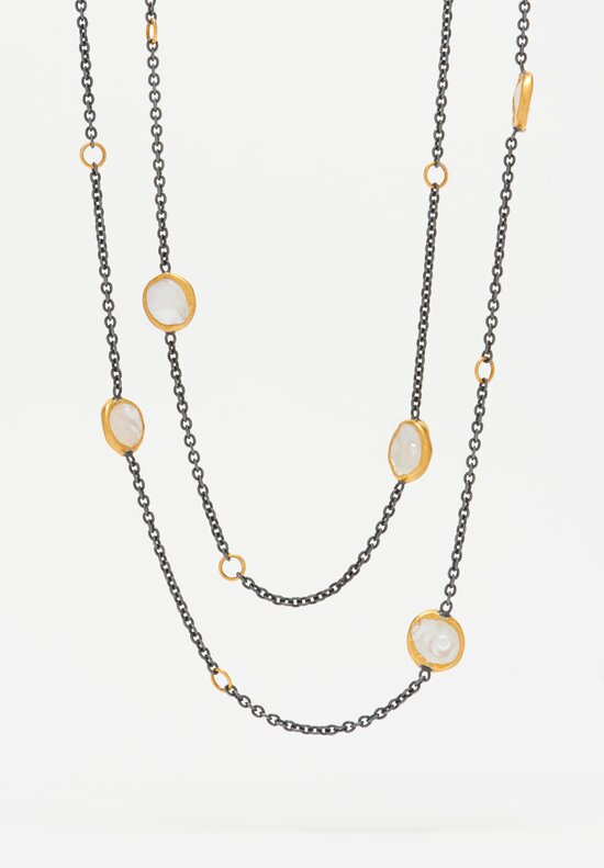 Lika Behar 24k, Oxidized Silver & Keshi Pearl 'Katya' Necklace	