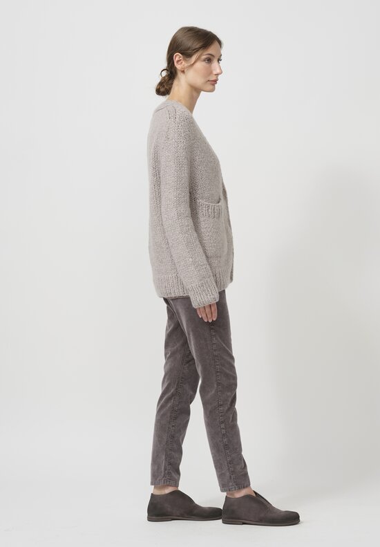 Wommelsdorff Hand Knit Cashmere & Silk Luna Cardigan in Poivre Pepper Grey	