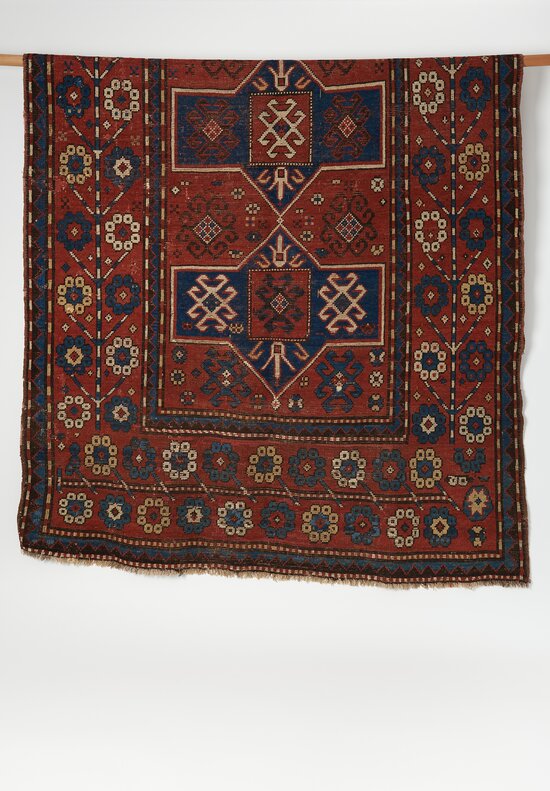 Antique Kazak Handwoven Wool Rug, Late 19th Century	