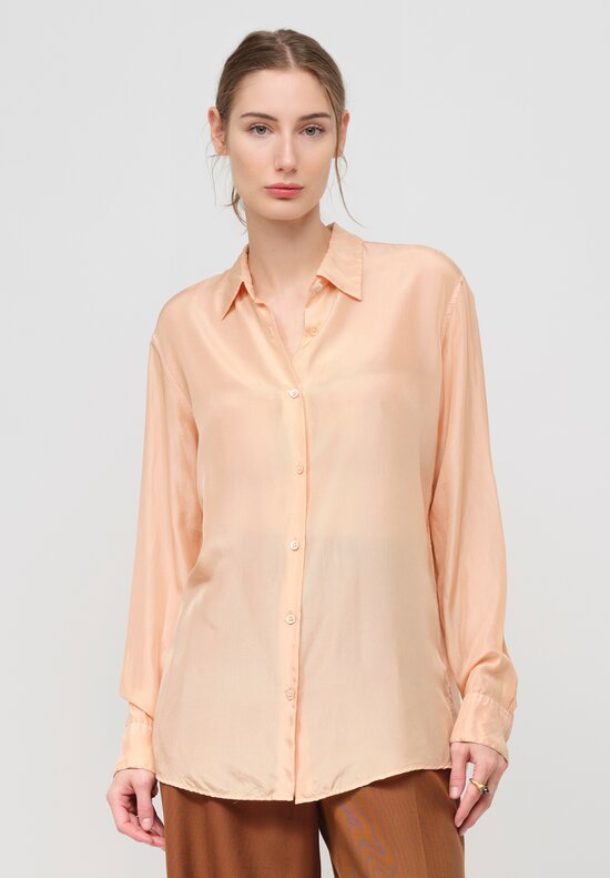Dries Van Noten Silk Clavelly Shirt in Coral Pink