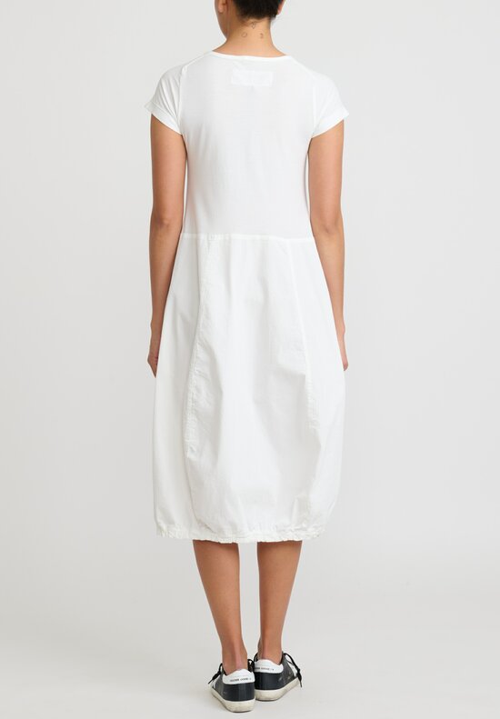Rundholz Dip Cotton T-Shirt Tulip Dress in Star White	