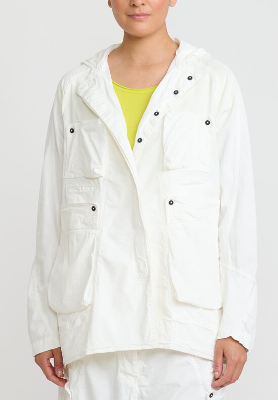 Rundholz Dip Cotton A-Line Pocket Jacket in Star White	