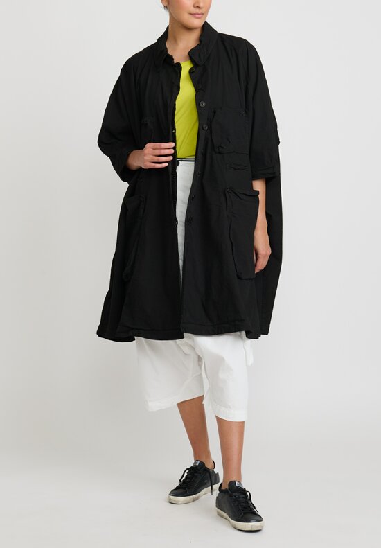 Rundholz Cotton Oversized A-Line Pocket Coat in Black	