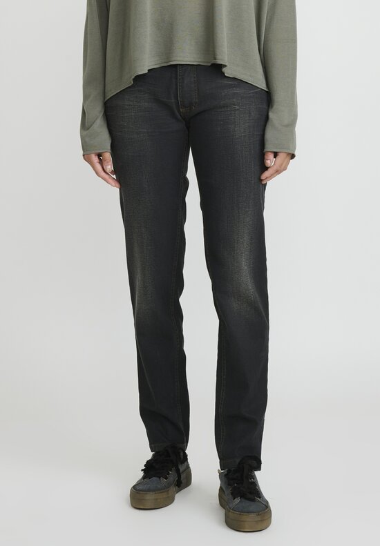 Rundholz Cotton Tapered Leg Jeans in Faded Black	
