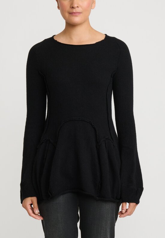 Rundholz Cashmere Long Sleeve Tulip Sweater in Black	