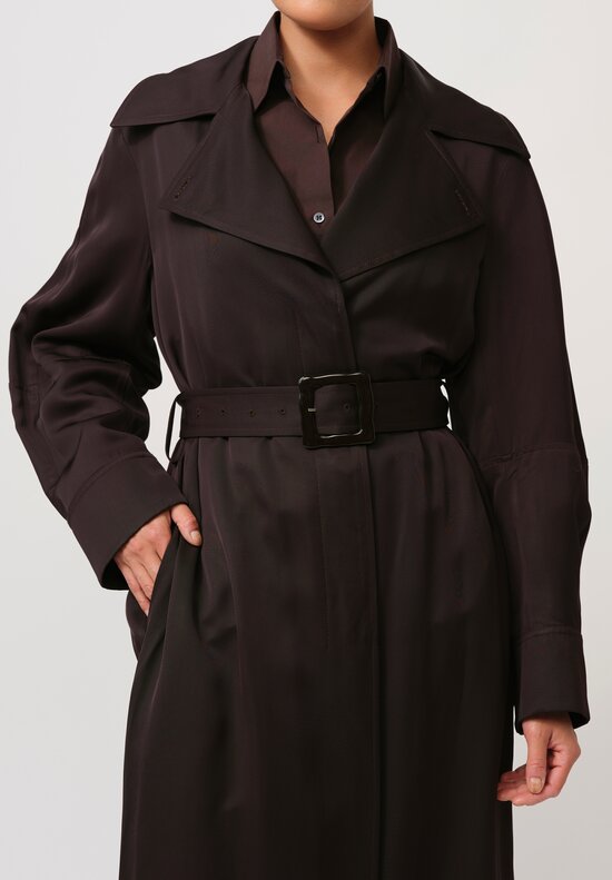 Jil Sander Long Belted Trench Coat in Ganache Brown	