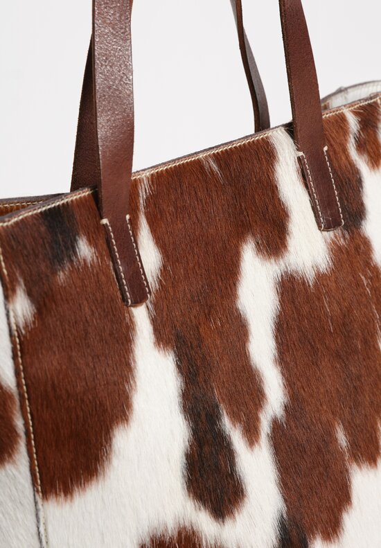 Massimo Palomba Hair on Hide Ella Cavallino Pony Tote in White, Brown, Black III
