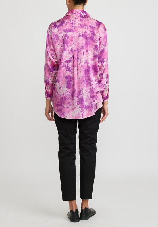 Avant Toi Silk Camouflage Shirt in Hebe Pink