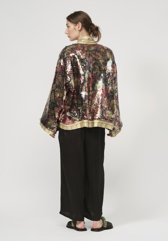 Rianna + Nina One-of-a-Kind Reversible Sequin Bomber Jacket in Cream Multi	