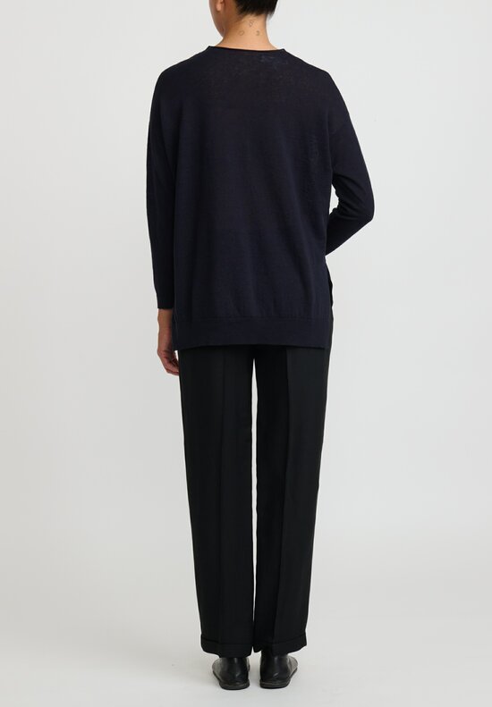 Antonelli Linen & Cotton Gates V-Neck Sweater in Black