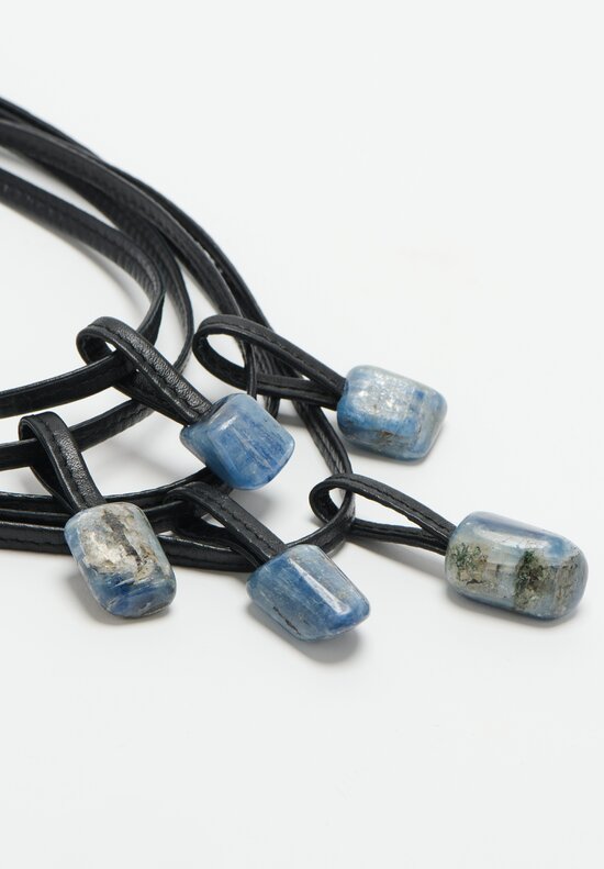Monies Kyanite, Ebony and Leather 5-Strand Necklace	