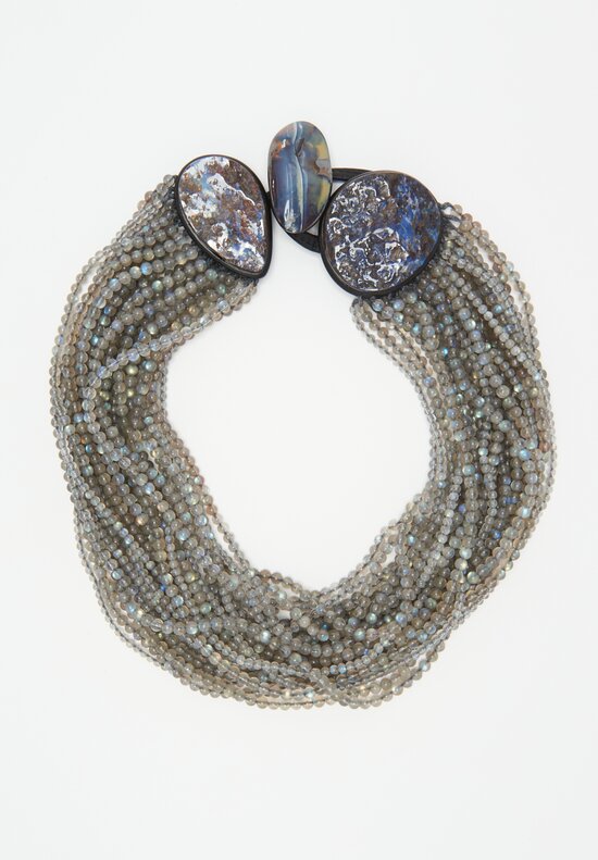 Monies Labradorite, Opal and Ebony 27-Strand Necklace	