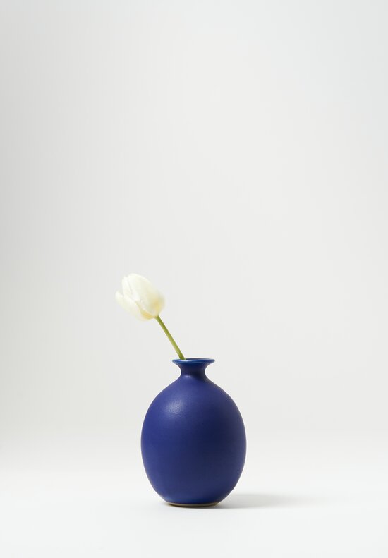 Christiane Perrochon Handmade Stoneware Large Sake Bottle in Matte Blue