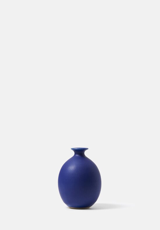 Christiane Perrochon Handmade Stoneware Large Sake Bottle in Matte Blue